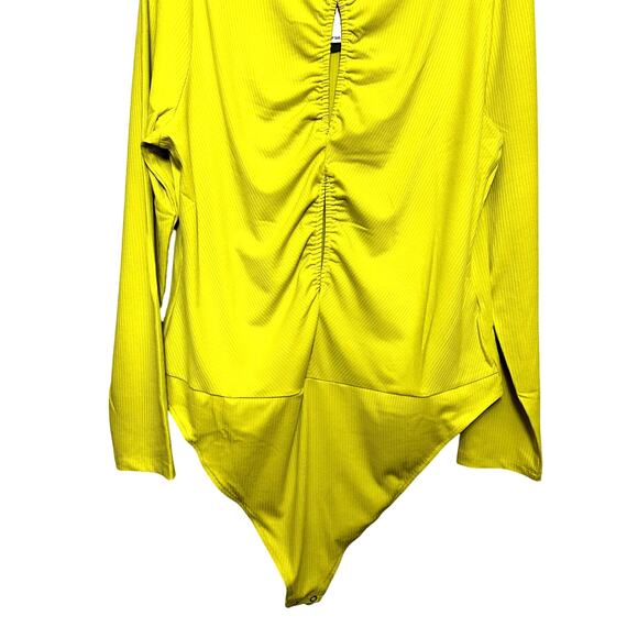 Royalty By Maluma Bodysuit Ribbed Texture Long Sleeves Yellow Women's XXXL NWT - Picture 4 of 10